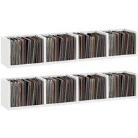HOMCOM Wall Mount 84 CD / 56 DVD/Blu-ray/ Media Storage Rack 4 Cubes, Wooden Shelf Organiser Unit Bookcase Display, Set of 2, White