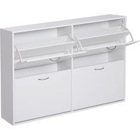 HOMCOM Shoe Cabinet, 120Lx24Wx81H cm, Particle Board-White Aosom UK