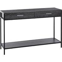 HOMCOM Console Table Worktop Bottom Shelf Home Two Drawer Industrial Minimal Style Grey Wood Tone Effect