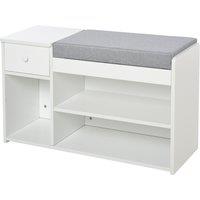 HOMCOM Multi-Storage Shoe Bench w/ Drawer 3 Compartments Cushioned Home Organisation Furniture Tidy 