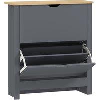 HOMCOM Slim Shoe Cabinet, Narrow Shoe Cupboard with 2 Flip Drawers, Adjustable Shelves for 12 Pairs of Shoes, Charcoal Grey
