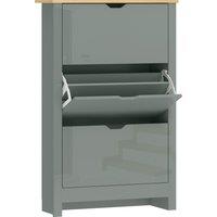 HOMCOM Slim Shoe Cabinet, Narrow Shoe Cupboard with 3 Flip Drawers, Adjustable Shelves for 18 Pairs of Shoes, Light Grey