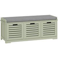 HOMCOM 3-Drawer Shoe Storage Bench - Green