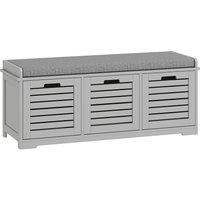 HOMCOM 3-Drawer Shoe Storage Bench - Grey