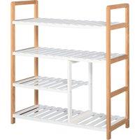 HOMCOM Wooden Shoe Storage Organizer, 4-Tier Stand Shelf Rack, 78 x 68 x 26 cm, Ideal for Hallway, Natural Wood Finish Aosom UK