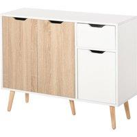 HOMCOM Sideboard Floor Standing Storage Cabinet with Drawer for Bedroom, Living Room, Home Office, Natural Aosom UK