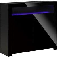 HOMCOM High Gloss LED Cabinet Cupboard Sideboard Buffet Console with RGB Lighting for Entryway, Dining Area, Living Room, Black