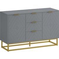HOMCOM Sideboard with 3 Drawers and Adjustable Shelves for Living Room - Grey