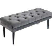 HOMCOM Upholstered Entryway Bench, Button Tufted Window Seat, Accent Stool for Living Room, Bedroom, Hallway, Grey Aosom UK