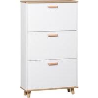 HOMCOM Slim Shoe Cabinet, Narrow White Storage with 3 Flip Drawers, Adjustable Shelves, for 12 Pairs, Hallway Aosom UK