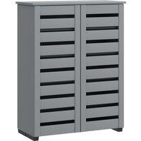 HOMCOM Narrow Shoe Cabinet for Entryway, 5-Tier Slim Shoe Storage Cabinet with 2 Slatted Doors and Adjustable Shelves Grey