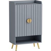HOMCOM Modern Shoe Cabinet with 2 Doors, Open Shelf and Adjustable Shelves, 15 Pair Hallway Shoe Cupboard, Entryway Storage Unit, Light Grey