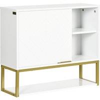 kleankin Bathroom Wall Cabinet, Over Toilet Storage Cabinet with Door and Storage Shelves for Hallwa