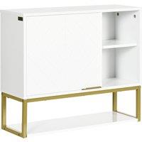 kleankin Bathroom Wall Cabinet, Over Toilet Storage Cabinet with Door and Storage Shelves for Hallway, Living Room, White Aosom UK