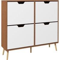 HOMCOM Shoe Cabinet with 4 Flip Drawers, Footwear Organiser for 16 Pairs, Space-Saving Design, Natural Aosom UK