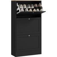 HOMCOM Modern Compact Three-Drawer Shoe Storage Cabinet - Black
