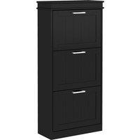 HOMCOM Three-Drawer Minimalistic Shoe Cabinet - Black