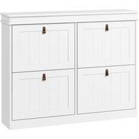 HOMCOM Slim Shoe Cabinet, Shoe Cabinet with 4 Drop-Down Drawers, 105W x 24D x 82.5H cm, White