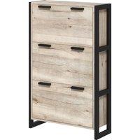 HOMCOM Shoe Organiser Cabinet, 3 Flip Drawers with Adjustable Shelf, Space-saving for 18 Pairs, Entryway, Oak Effect