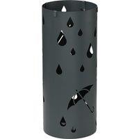 HOMCOM Umbrella Station: Circular Stand with Hooks & Water Tray, Hallway Essential, Dark Grey Aosom UK