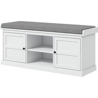 HOMCOM Shoe Bench w/ Seat, Shoe Storage Bench w/ Cushion, 2 Cabinets & Adjustable Shelf for Entryway, Hallway, Living Room, Bedroom, White Aosom UK