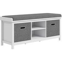 HOMCOM Shoe Bench w/ Seat, Shoe Storage Bench w/ Cushion, 2 Drawers and Adjustable Shelf for Entryway, Hallway, Living Room, Bedroom, White Aosom UK