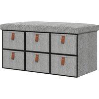 HOMCOM Shoe Bench with Seat, Shoe Storage Bench with Cushion and 6 Fabric Drawers for Entryway, Hallway, Living Room, Bedroom, Light Grey Aosom UK