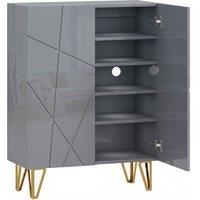 HOMCOM Narrow Shoe Storage Cabinet with Soft-Close Hinges and Adjustable Shelves for 15-20 Pairs of Shoes, Grey