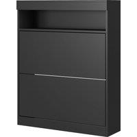 HOMCOM 16 Shoe Pair Shoe Storage Cabinet, with Flip Doors - Black Aosom UK