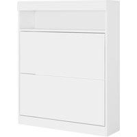 HOMCOM 16 Shoe Pair Shoe Storage Cabinet, with Flip Doors - White Aosom UK