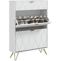 HOMCOM Two Flip Drawer Narrow Shoe Cabinet - White Aosom UK