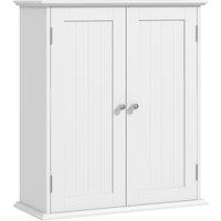 HOMCOM Bathroom Wall Cabinet, 3-Tier Wall-Mounted Bathroom Storage Cabinet with Adjustable Shelf, White