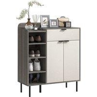 HOMCOM Modern and Minimal 12 Shoe Storage Cabinet - Grey/White Aosom UK