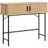HOMCOM Console Table 2-Compartment Storage Hallway Table Steel Frame for Entryway Living Room 100 cm Oak Tone Black