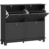 HOMCOM Narrow Shoe Storage Cabinet, Slim Shoe Cabinet with 4 Flip Drawers, Adjustable Shelves for 16 Pairs of Shoes, Black