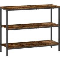 HOMCOM 3-Tier Console Table with Storage Shelves - Rustic Brown