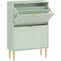 HOMCOM Elegant Two-Drawer Shoe Cabinet - Light Green