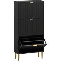 HOMCOM Narrow Shoe Cabinet with 3 Flip Drawers - Black
