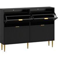 HOMCOM Narrow Shoe Cabinet with 4 Flip Drawers - Black