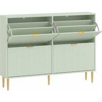 HOMCOM Elegant Four-Drawer Shoe Cabinet - Light Green
