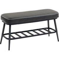 HOMCOM PU Leather Shoe Storage Bench - Charcoal Grey