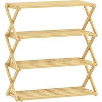 HOMCOM 4-Tier Bamboo Shoe Rack, No Assembly - Natural