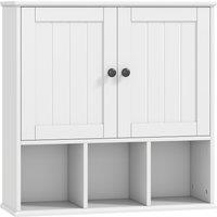 HOMCOM Farmhouse Bathroom Wall Cabinet, Wall Mounted Medicine Cabinet with Adjustable Shelf, Open Compartments, White