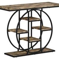 HOMCOM Industrial Console Table with Storage Shelves - Rustic Brown