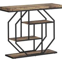 HOMCOM 4-Tier Industrial Console Table - Rustic Brown