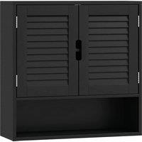 HOMCOM Bathroom Cabinet, Wall Mounted Storage Cabinet with Adjustable Shelves, 60 x 20 x 60 cm, Black