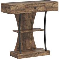 HOMCOM Console Table, 3-Tier Industrial Hallway Table with Drawer, Storage Shelves, 91 x 32 x 87 cm, Rustic Brown