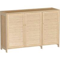 HOMCOM Bamboo Shoe Cabinet with Louvered Doors, 18 Pairs Shoe Storage Cabinet with Adjustable Shelves for Hallway, Natural