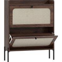 HOMCOM Shoe Cabinet with 2 Flip Drawers, Boho Narrow Shoe Storage Cabinet, Dark Brown