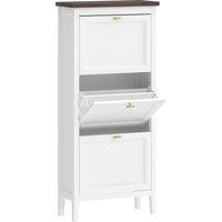 HOMCOM Shoe Cabinet with 3 Flip Drawers, Farmhouse Narrow Shoe Storage Cabinet with Adjustable Shelves, White
